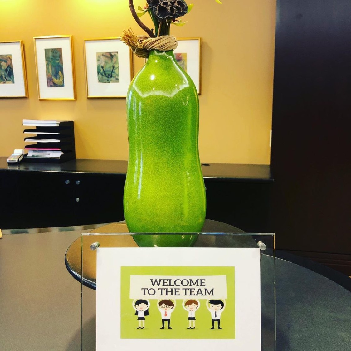 The _welcome to the team_ picture in our lobby from Instagram 1-9-20 post